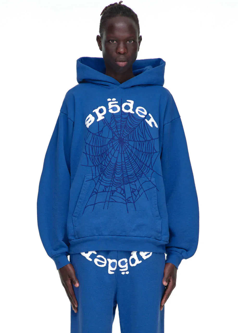 Sp5der OG Web Hoodie 440GSM – Royal Blue Heavyweight Spider-Web Graphic Sweatshirt