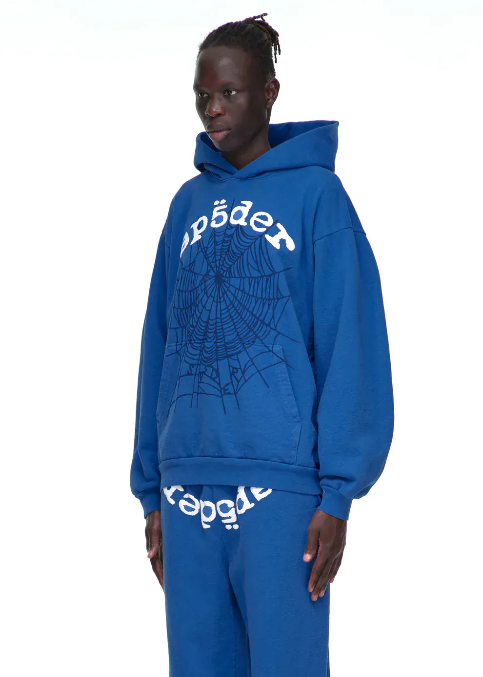 Sp5der OG Web Hoodie 440GSM – Royal Blue Heavyweight Spider-Web Graphic Sweatshirt
