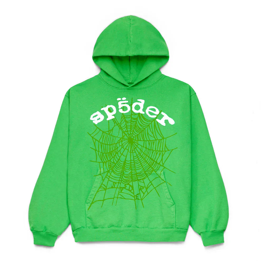 Sp5der “Web Core” Hoodie – Neon Green 440GSM Heavyweight Oversized Streetwear Pullover