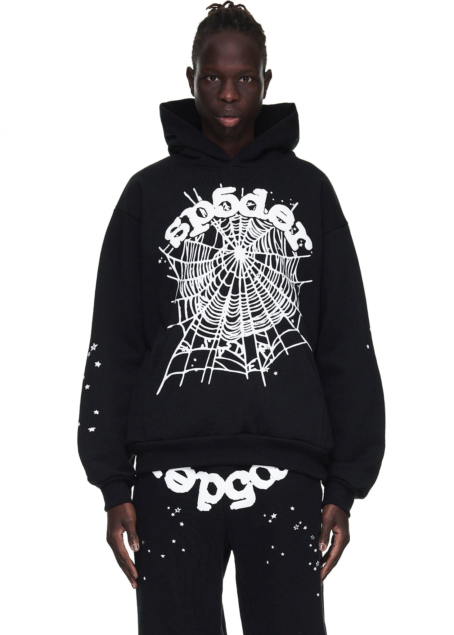 Sp5der “Webcore Noir” Hoodie – Black & White 440GSM Heavyweight Oversized Streetwear Pullover