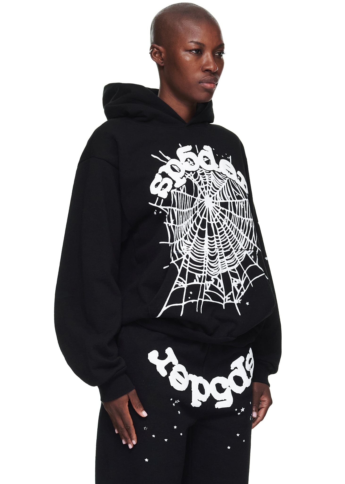 Sp5der “Webcore Noir” Hoodie – Black & White 440GSM Heavyweight Oversized Streetwear Pullover