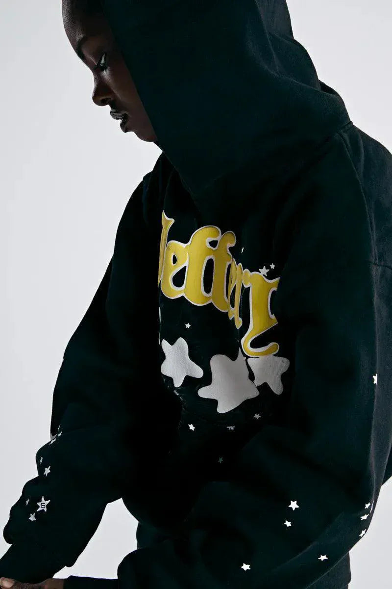 Sp5der Jeffery Hoodie – Black Web 440GSM Heavyweight Streetwear Pullover