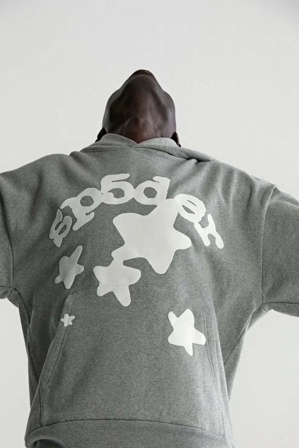 Sp5der Stars Hoodie – Grey 440GSM Heavyweight Streetwear Pullover