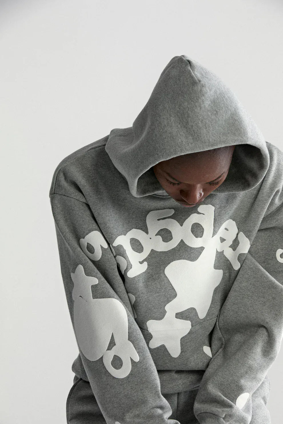 Sp5der Stars Hoodie – Grey 440GSM Heavyweight Streetwear Pullover