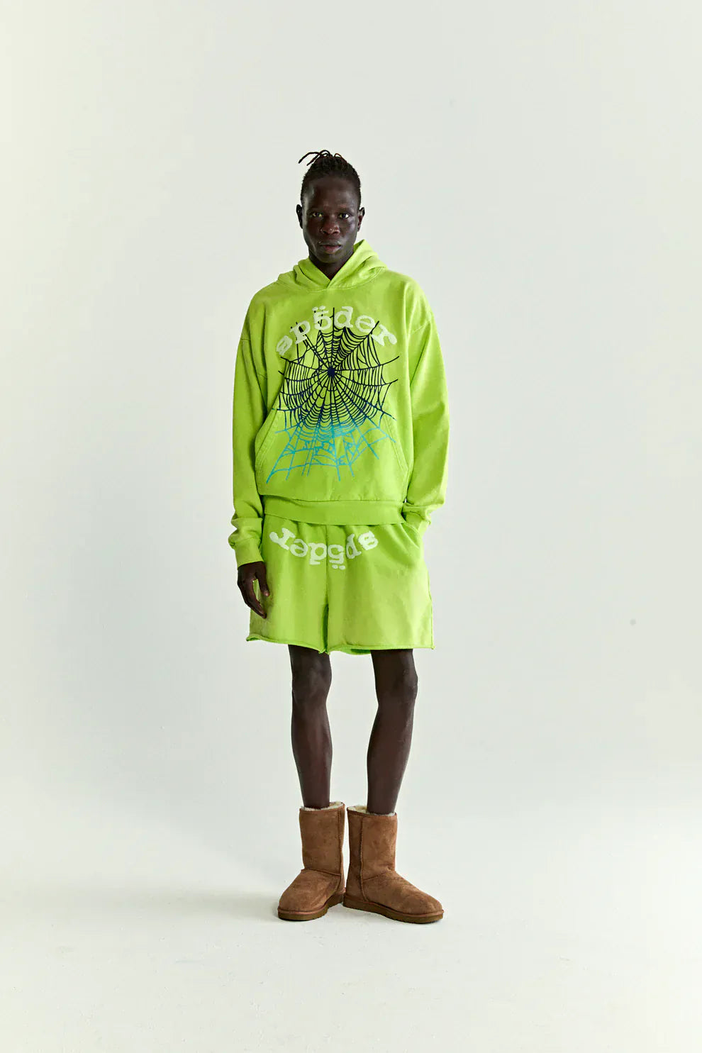 Sp5der Web Graphic Hoodie – Neon Green 440GSM Heavyweight Streetwear