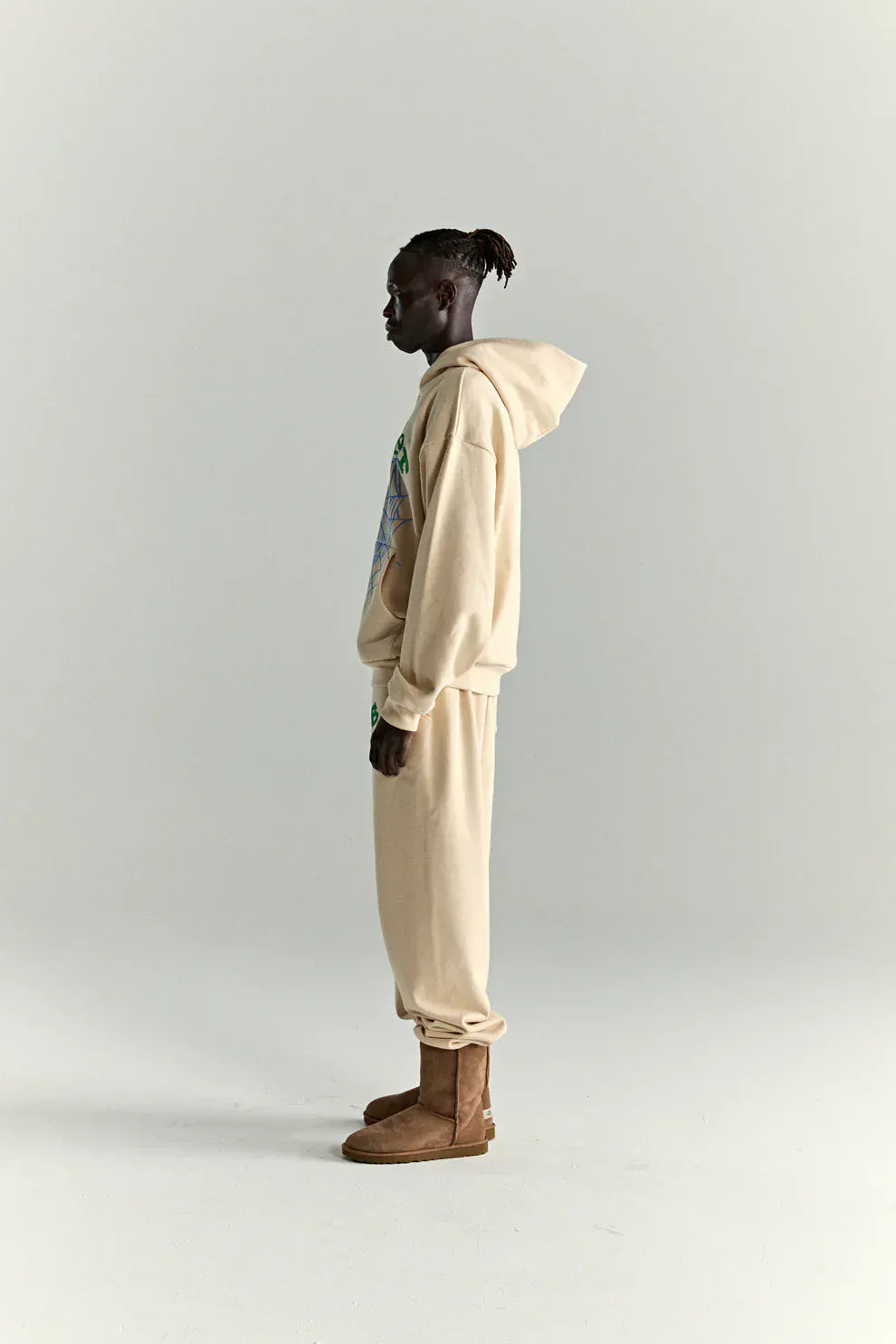 Sp5der “Sky Web” Hoodie – Cream / Blue / Green 440GSM Oversized Streetwear Pullover