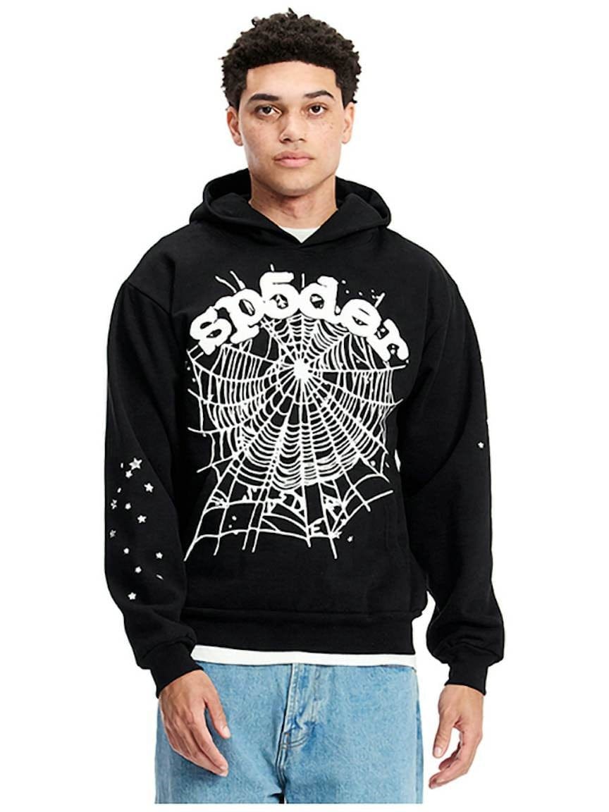 Sp5der “Webcore Noir” Hoodie – Black & White 440GSM Heavyweight Oversized Streetwear Pullover