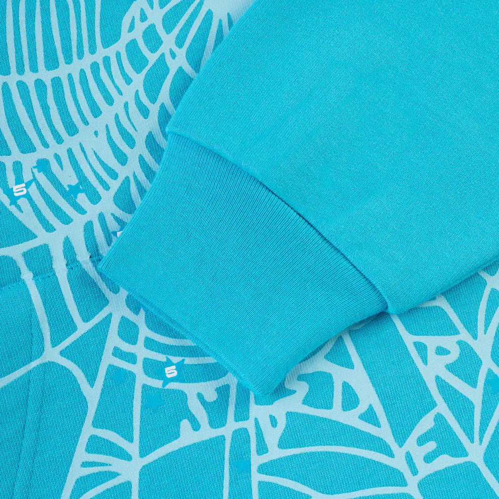 Sp5der “Nevermind the Spider” Hoodie 440GSM – Sky Blue Heavyweight