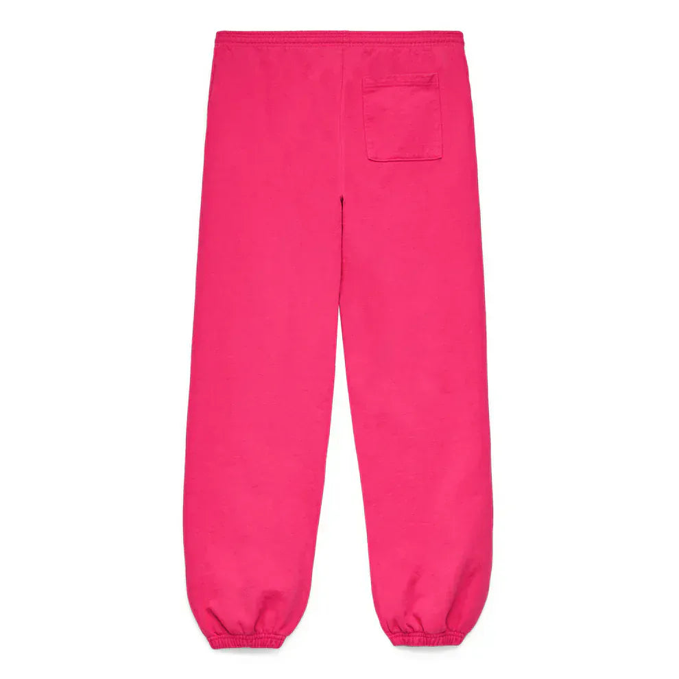 Sp5der Sweatpants – Unisex Pink Cotton Sweatpants with Front Logo Print