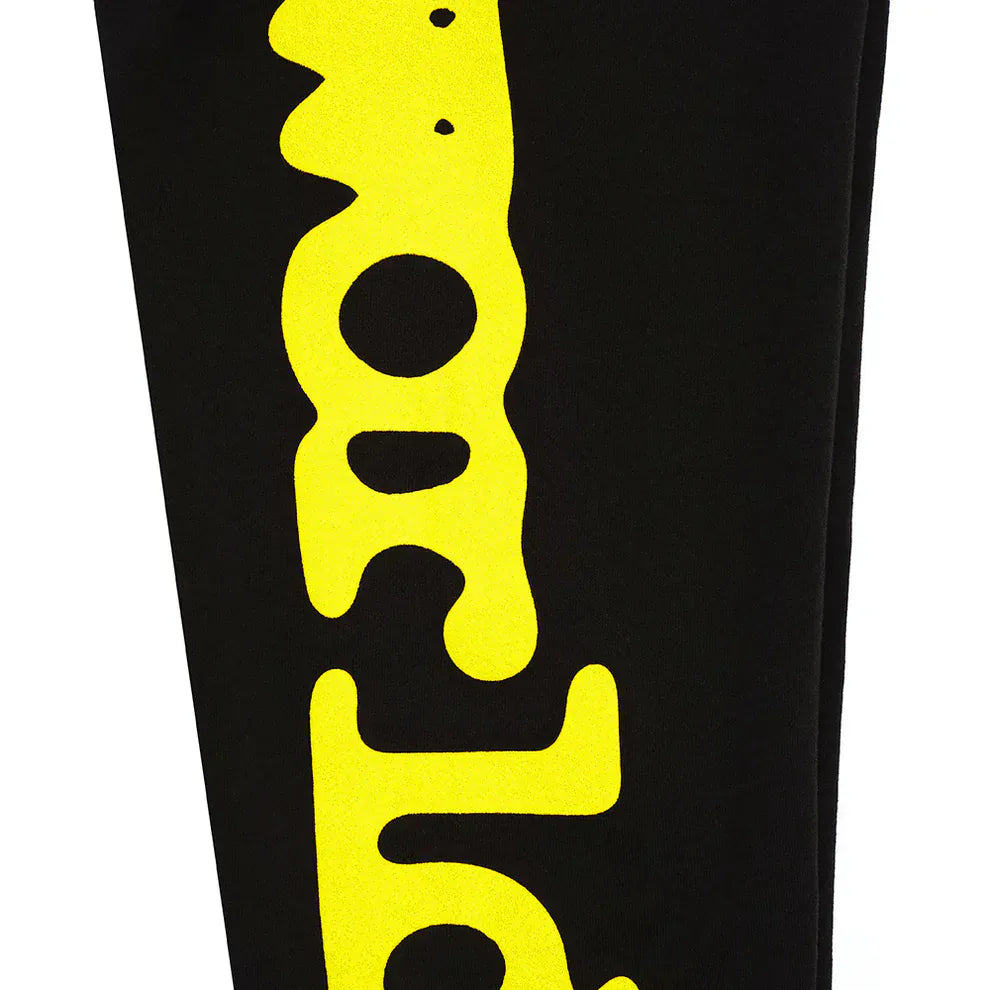 Sp5der Sweatpants Black Yellow Side Logo Print – 100% Cotton Streetwear Jogger Pants