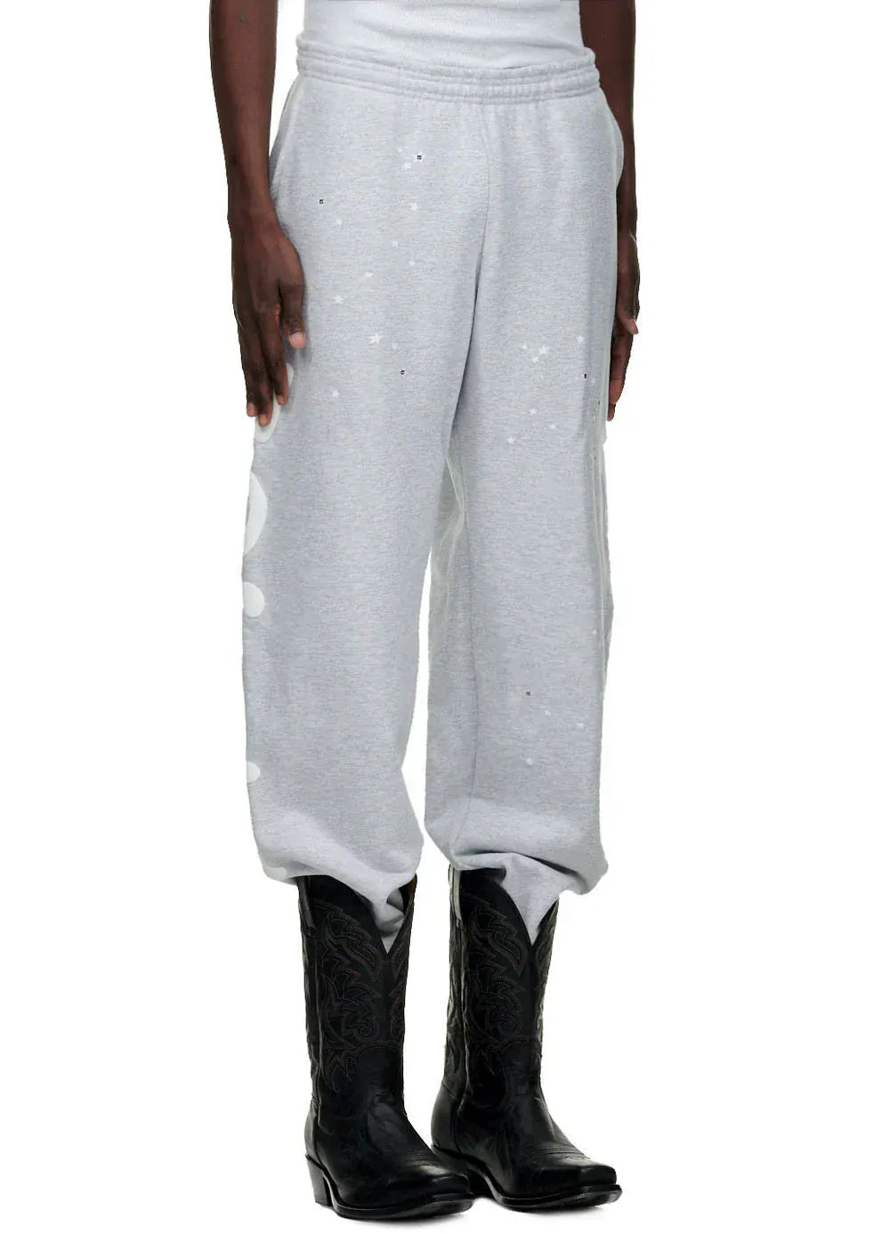 100% Cotton Sp5der Sweatpants for Men – Grey Streetwear Jogger Pants with Graphic Print, Relaxed Fit