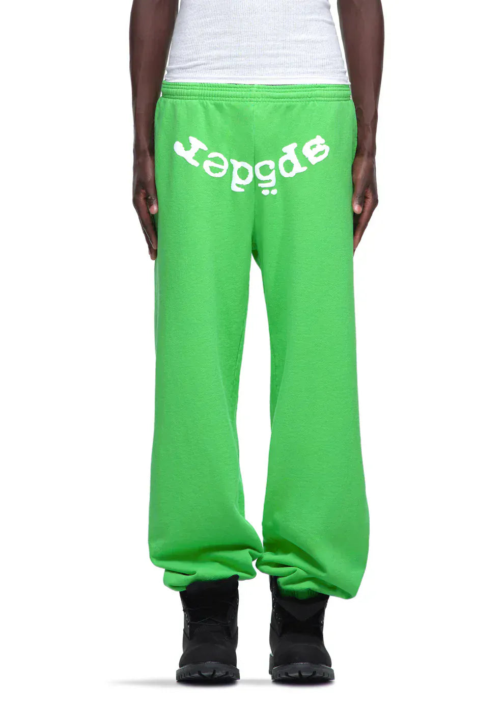 Sp5der Sweatpants – Unisex Green Cotton Sweatpants with Front Logo Print