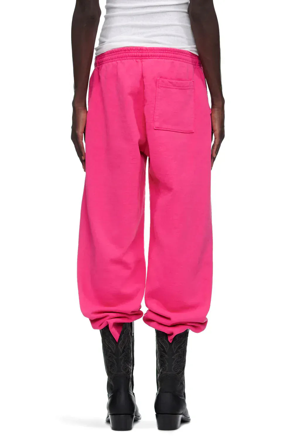 Sp5der Sweatpants – Unisex Pink Cotton Wide Leg Sweatpants with Graphic Logo Print