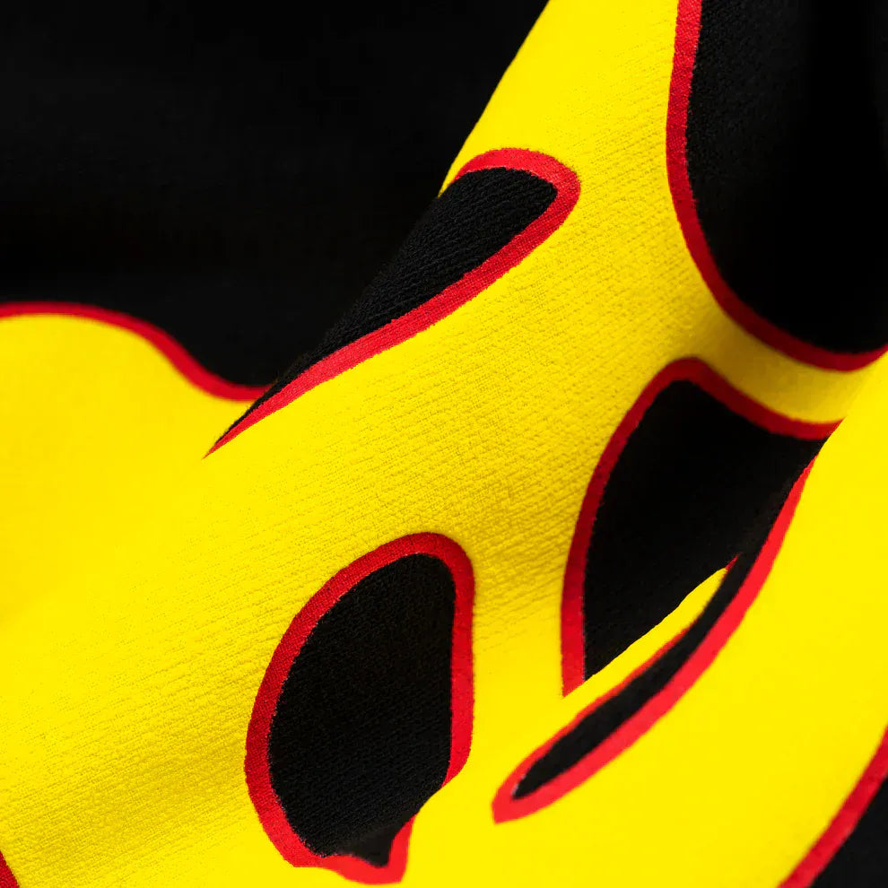 Sp5der Sweatpants – Unisex Black Cotton Sweatpants with Flame Side Logo and Star Print