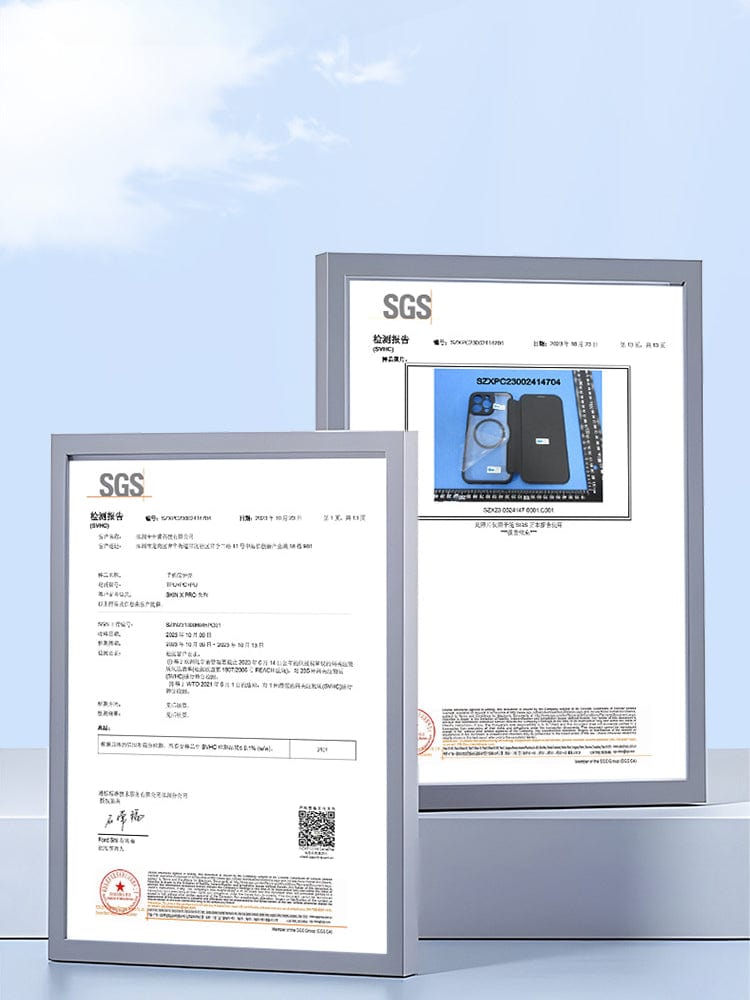 A smartphone in the iPhone 16 Pro Max Wallet Case with RFID Protection and MagSafe - Premium Leather Flip Cover, featuring a lavender hue, with a clear back and an attached cover. Two credit cards are visible in the card slots inside the cover. The case also boasts MagSafe compatibility for effortless charging.