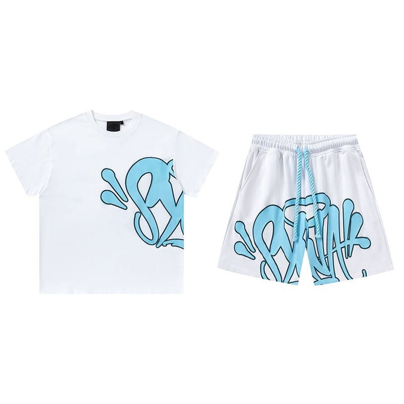 Syna World T-Shirt and Shorts Set with Accessories—available in 8 colors—features bold graffiti-style graphics, making it a standout streetwear choice for Syna World clothing fans.