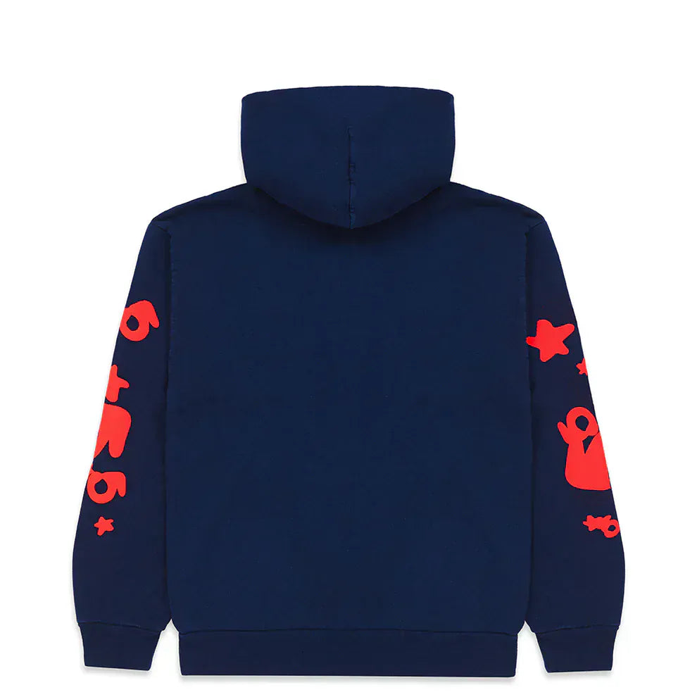 Sp5der Hoodie 440GSM – Navy Blue & Red Star Oversized Streetwear Sp5der Hoodie 440GSM – Navy Blue & Red Star Oversized Streetwear