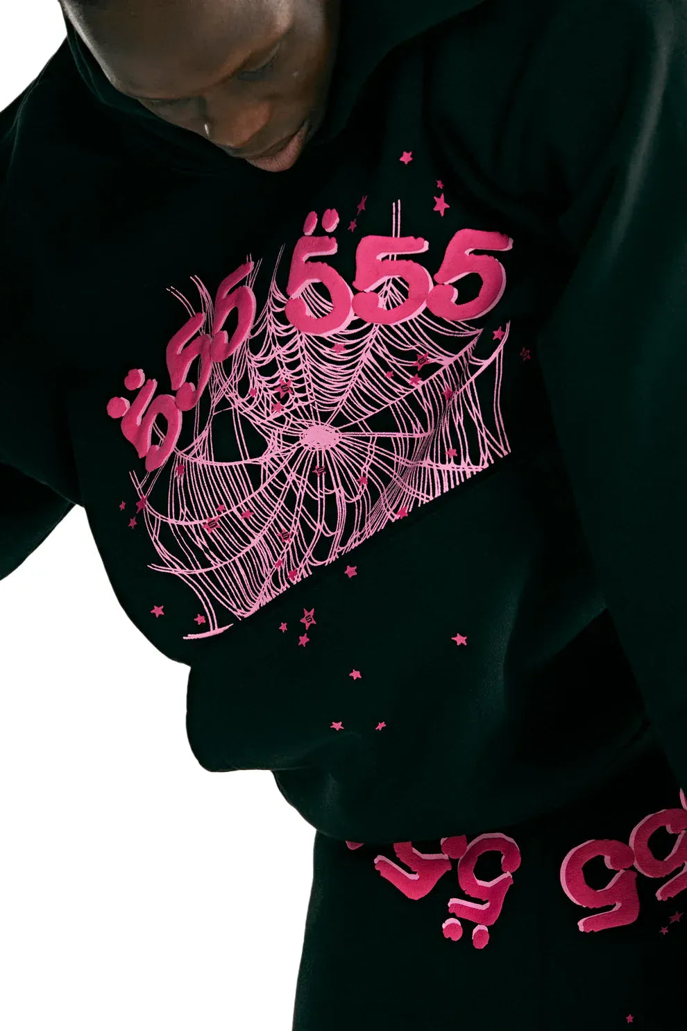 Sp5der 555 Hoodie – Black & Pink Web 440GSM Heavyweight Streetwear Pullover