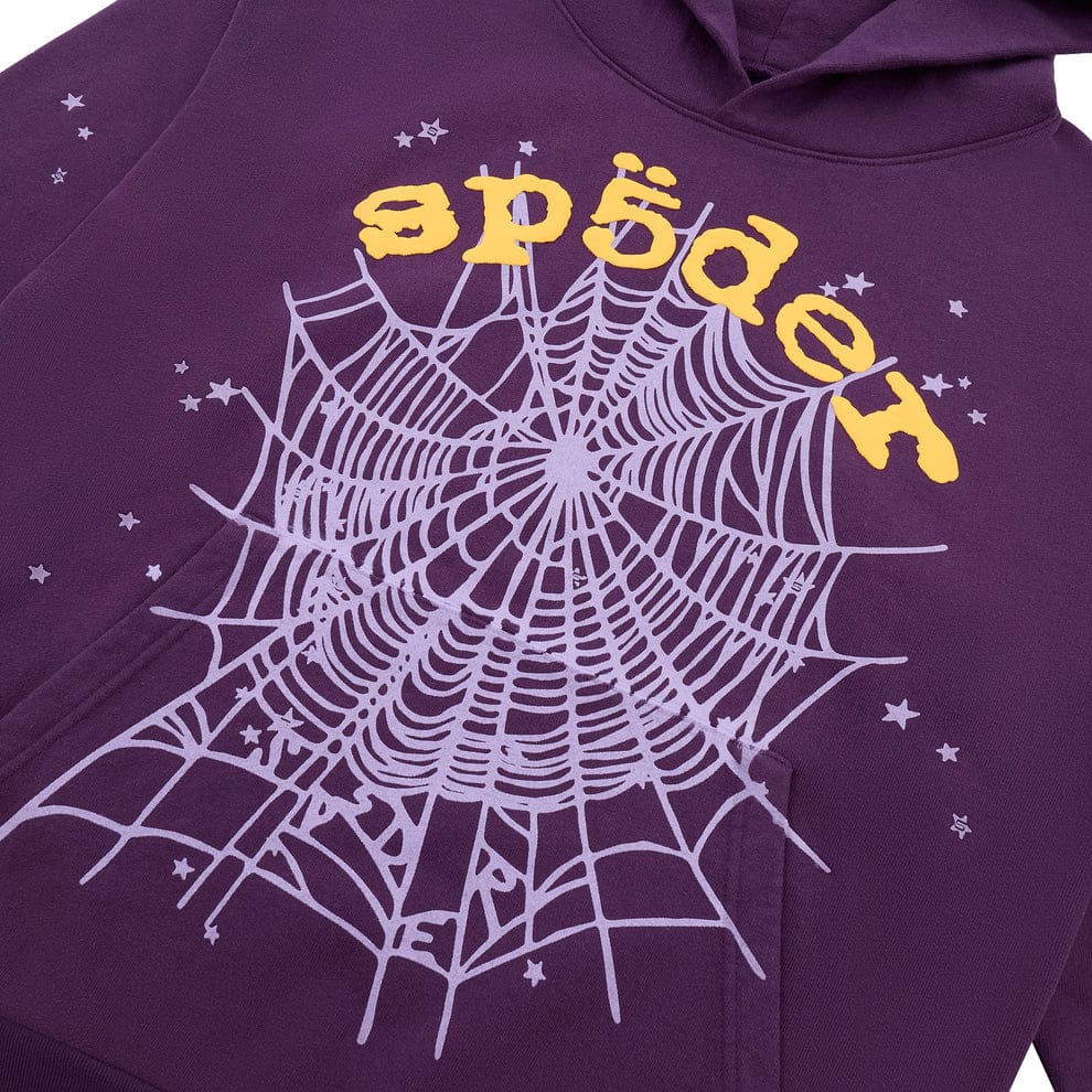 トップス endless made PUFF SPIDER HOODIE PURPLE S Sp5der Web Hoodie 440GSM – Deep Purple & Yellow Heavyweight