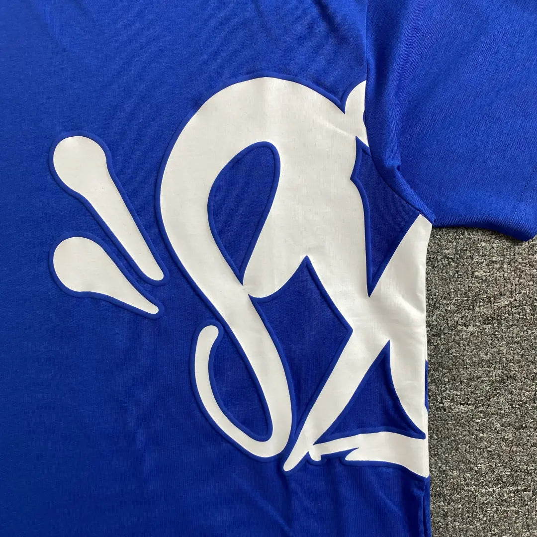 Syna World Blue White Graphic Crew Neck T-Shirt