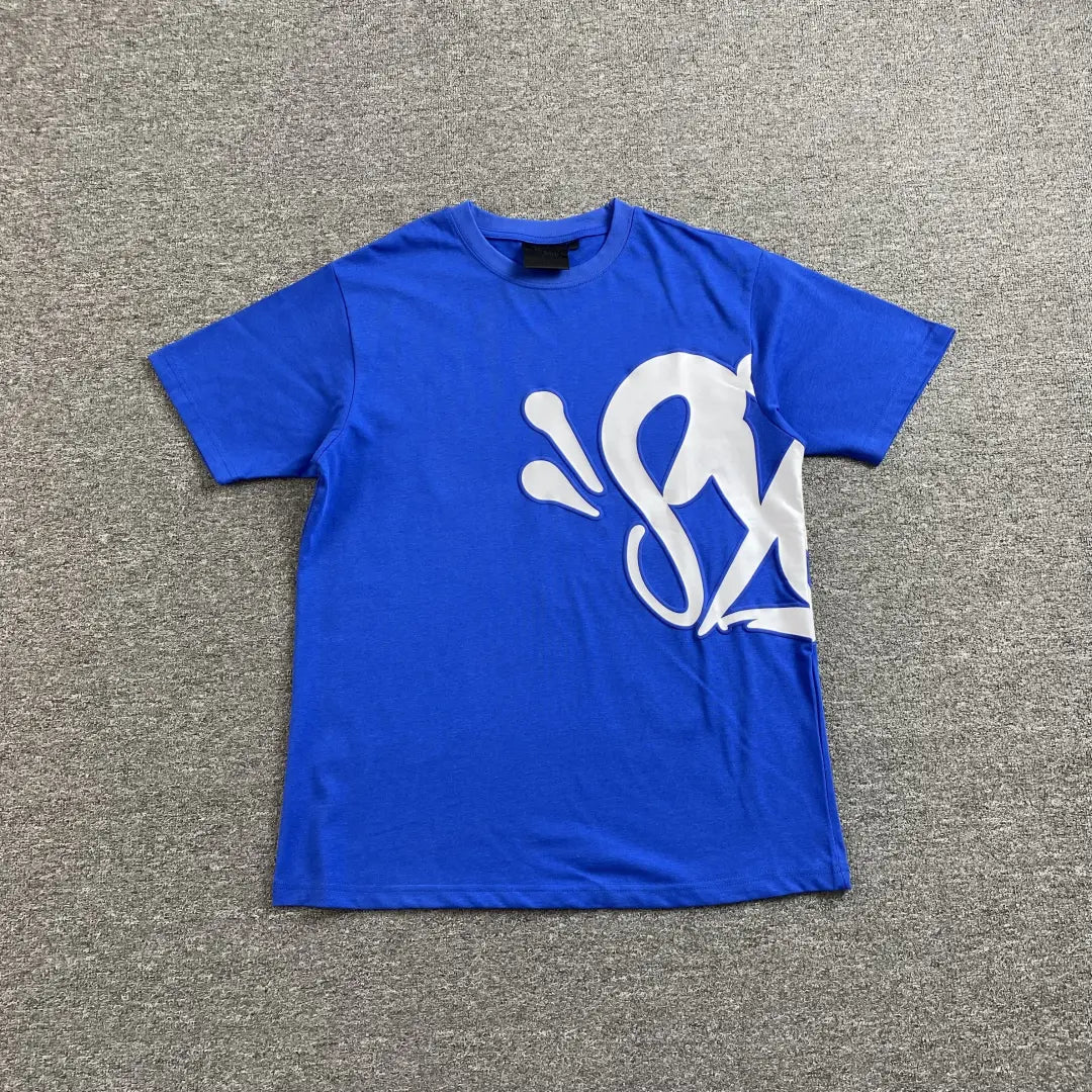 Syna World Blue White Graphic Crew Neck T-Shirt