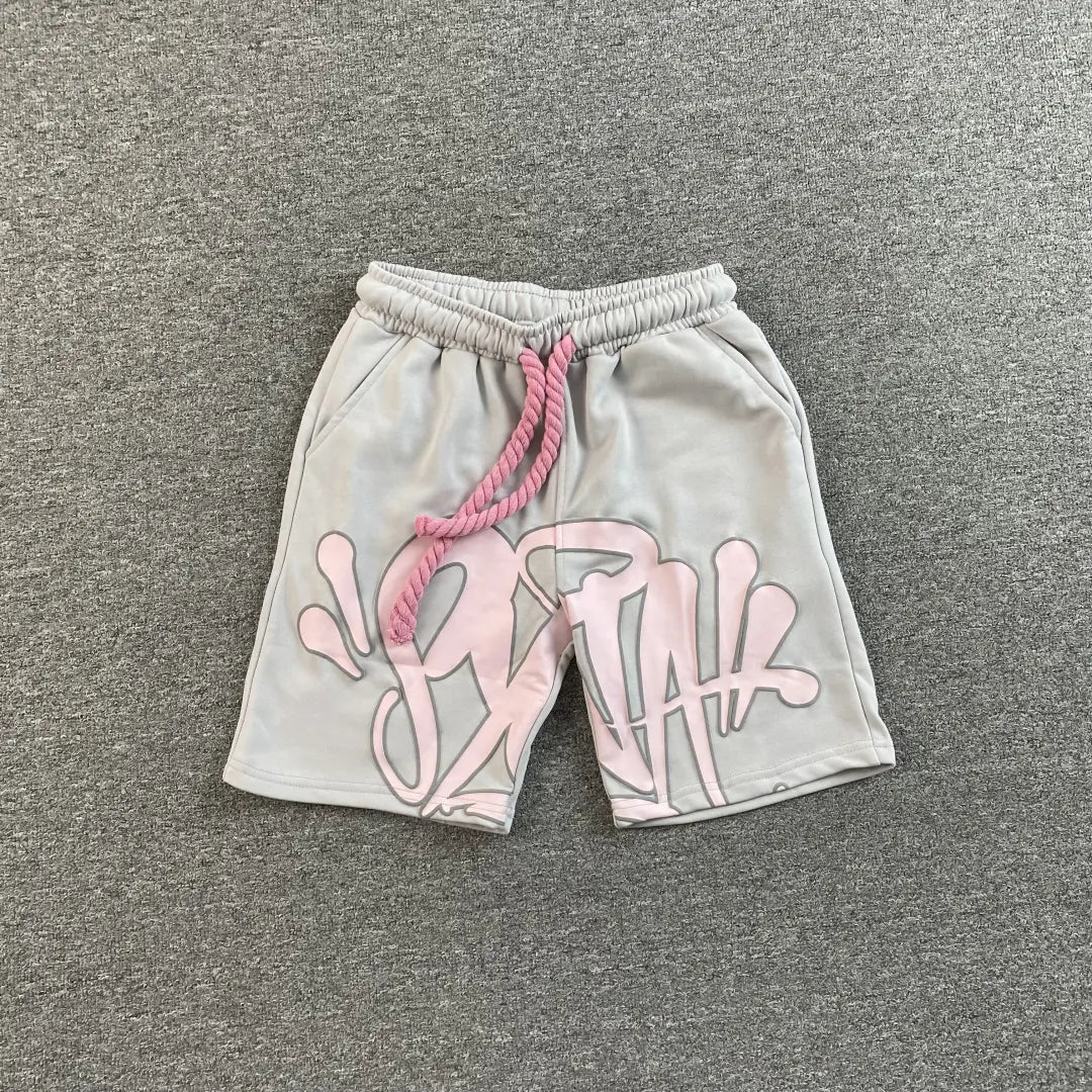 Syna World Grey Pink Graffiti Sweat Shorts