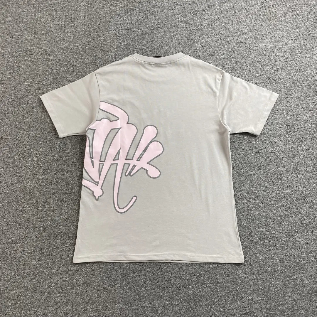 Syna World Light Grey Pink Letter Print T-Shirt