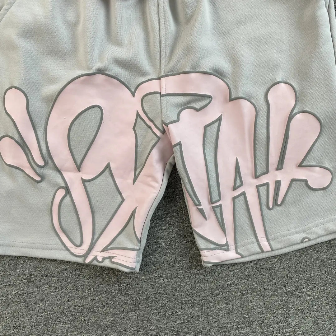 Syna World Grey Pink Graffiti Sweat Shorts