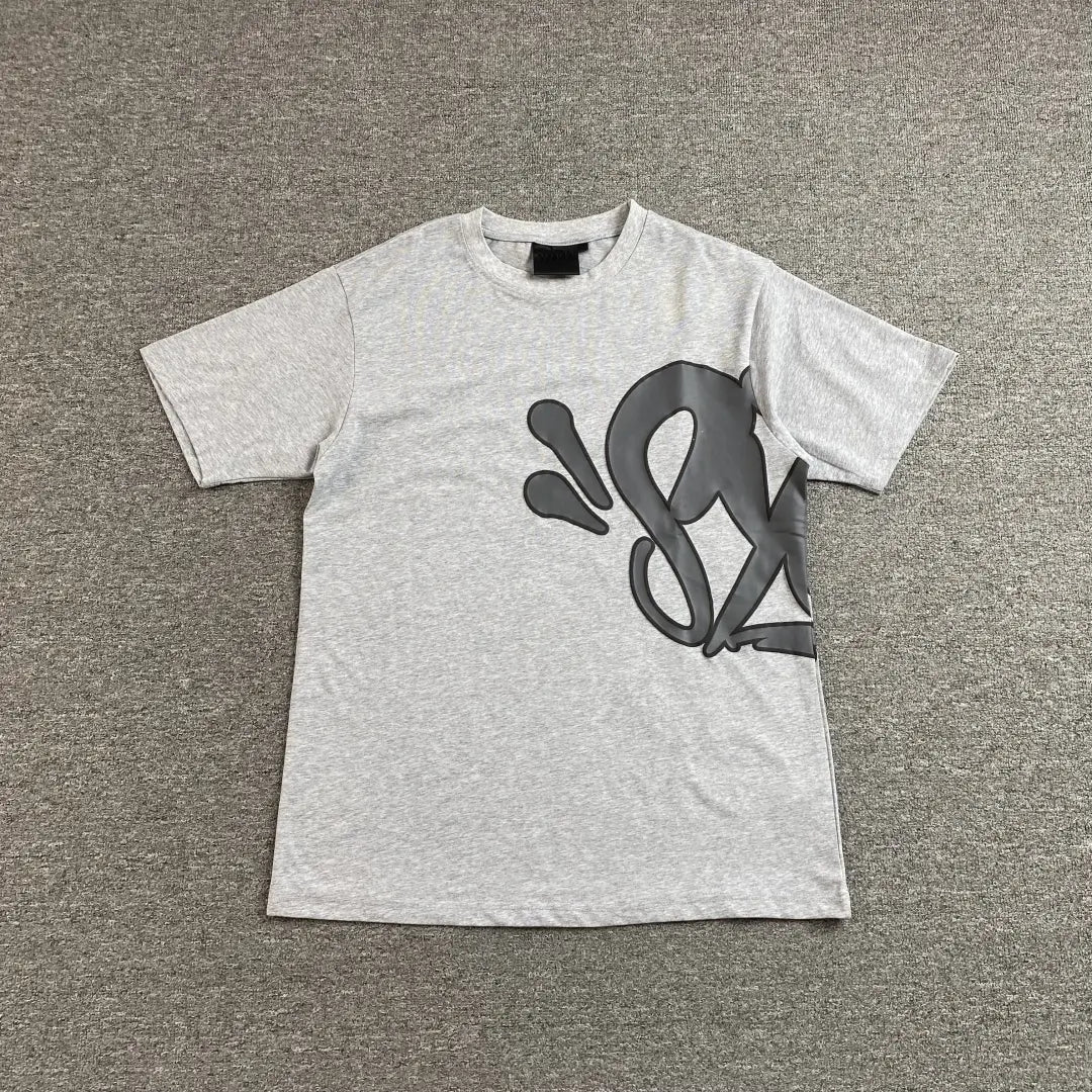 Syna World Letter Graphic Crewneck T-Shirt - Heather Grey